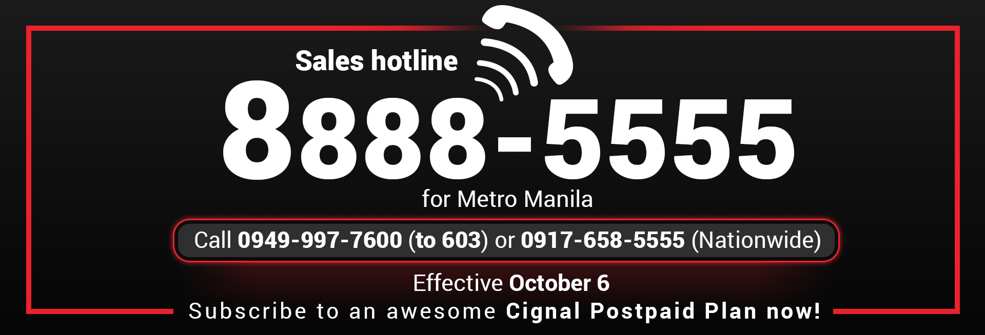 Sales Hotline Banner